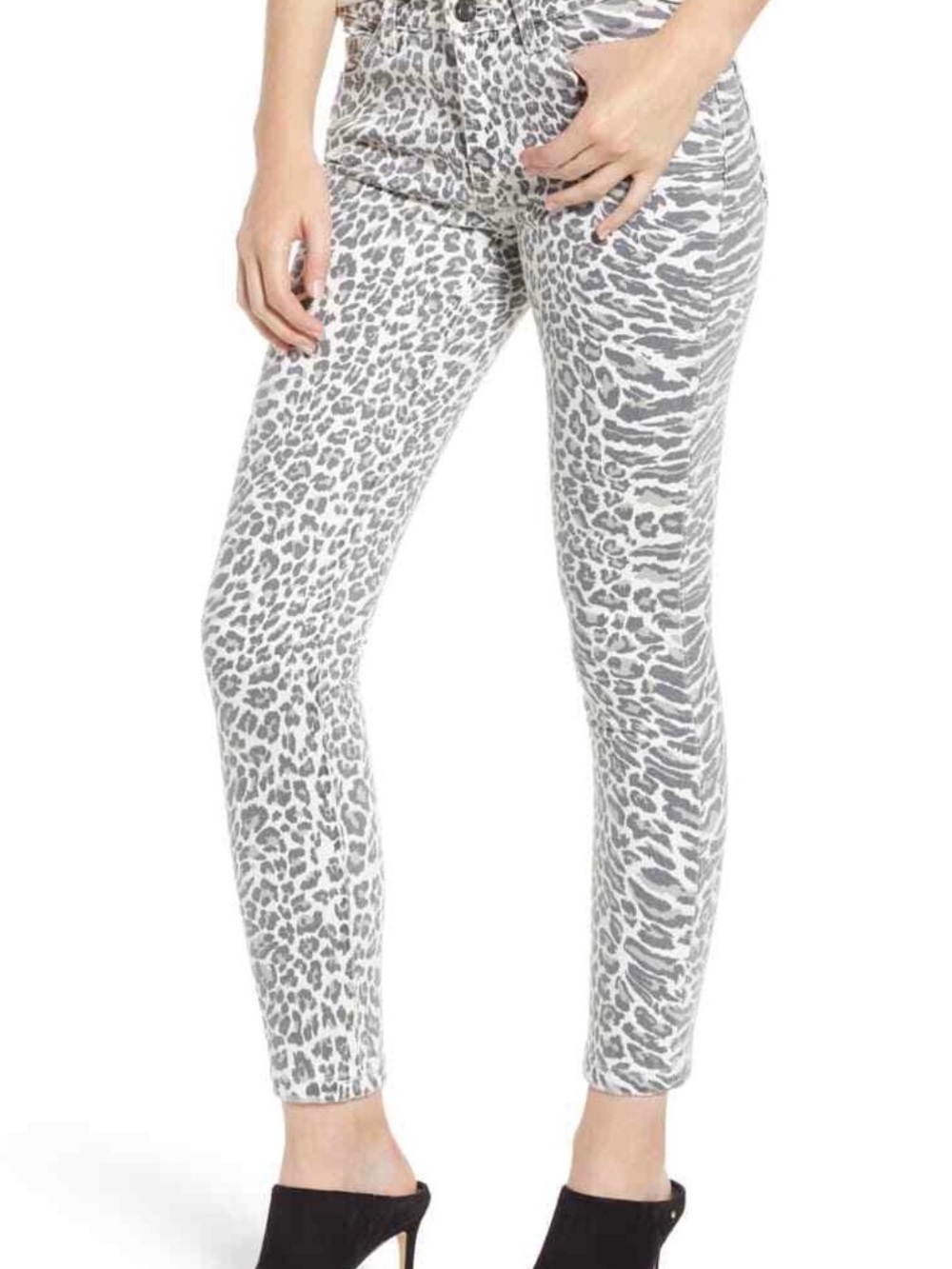 Current Elliott Stiletto Leopard Animal Print Skinny/slim Jeans GrayWhite Size30